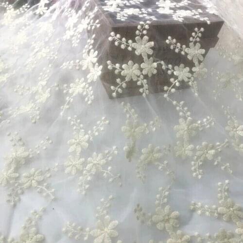 1meter embroidery lace fabric DIY dress sewing craft material curtain table cloth accessory 130cm width