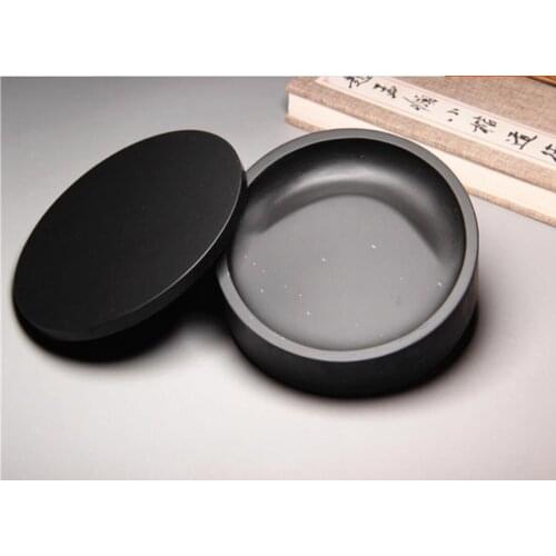 1pc She Ink Stone Venus Round Inkstone with cover Inkslab Calligraphy Painting Tool 12.8x3.3cm