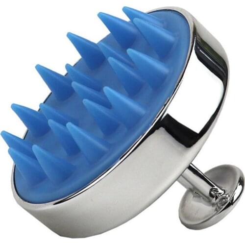 1pcs Hair Comb Shampoo Brush Silicone Head Massager Electroplated Care Massage Bathroom Cleaning Care Tool Comb Brush Scalp K0I5