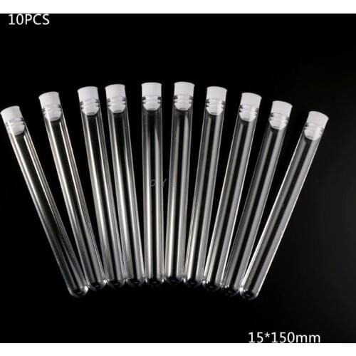 10Pcs Plastic Test Tubes Lab Test Tool With Screw Cap Transparent 15 * 150mm