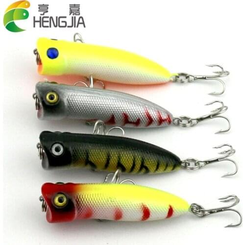 HENGJIA 20pcs 55MM high quality fishing bait Popper fishing bait 5.5CM 5.5G 8# hooks crankbait minnow top Water hard body baitS