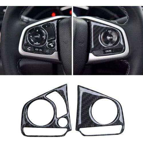 Compatible with Carbon Fiber Steering Wheel 3D Sticker Cover Media Panel Interior Cover Trim for Honda Civic 2016-2020