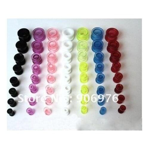 Acrylic flesh tunnel ear panders plug jewelry mixed color mixed size body piercing jewelry free shipping