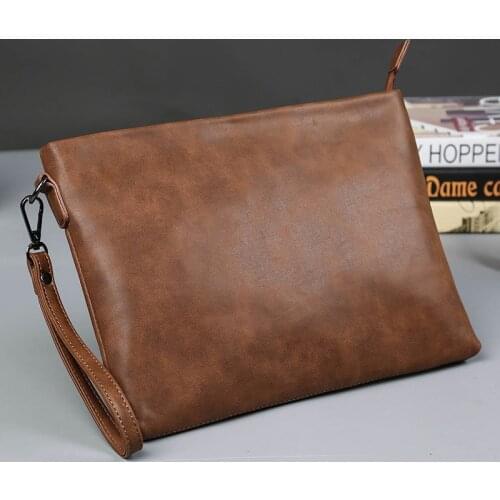 Business Envelope Clutch Autumn Winter Mens Soft PU Leather Day Clutches Fashion iPad Pocket Large Capacity Handbag Male Wallet