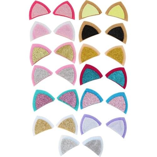 40Pcs Glitter Cat Ears for DIY Baby Girl Accessories Kawaii Animal Hair Clips