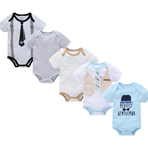 Newborn Bodysuit 5Pcs/lot Cotton Cartoon Design Printing Summer Bodys Clothing Roupas de bebe Jumpsuit Baby Girl Clothes