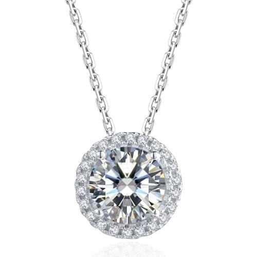 BOEYCJR 925 Silver 1ct D color Moissanite VVS Engagement Elegant Wedding Pendant Necklace for Women Anniversary Gift