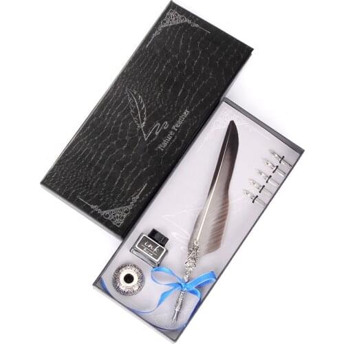 European Retro Multicolor Feather Pen Gift Box Set Creative Gift Stationery Writing Tools Tanabata Festival Teachers Day Gift