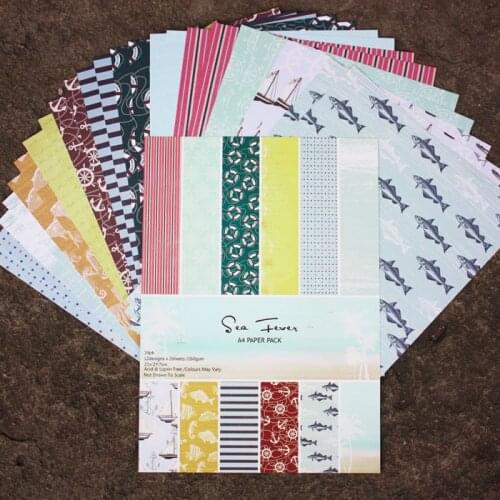 DIY Photo Album Ocean Decorative Scrapbooking Papers Crafts Art Card A4 Single Side Printed 24 Sheets / Set