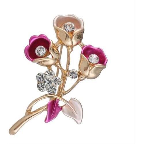 JINGLANG New Enamel Brooches Flower Bouquet Lily Plant Brooch Pins For Women Holiday Gift Wedding Party Jewelry