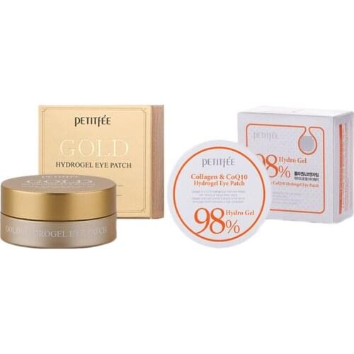PETITFEE Collagen & CoQ10 Hydrogel Eye Patch + PETITFEE Gold Hydrogel Eye Patch 60pcs Face Care Eye Mask Firming Eye Bags Masks