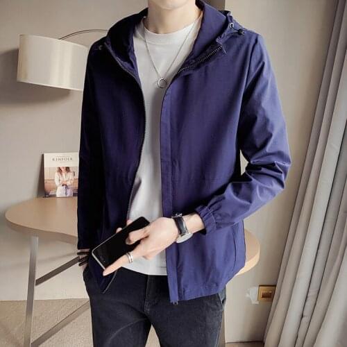 Mens Jacket Jacket Spring and Autumn New Casual Loose Solid Color Long Sleeve Trend Hooded Jacket Jacket Mens Jacket M-4XL