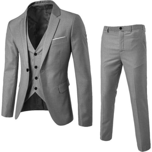 2019 NEW 3 Pieces Business Blazer +Vest +Pants Suit Sets Men Autumn Fashion Solid Slim Wedding Set Vintage Classic Blazers Male
