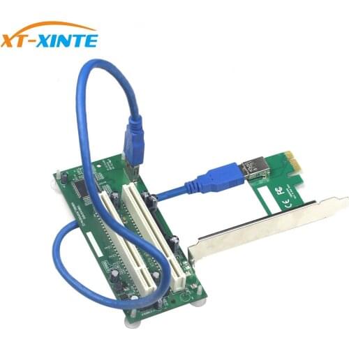 Desktop PCI Express PCI-e to Dual PCI Adapter Card PCIE PCI Slot Expansion Riser Card USB 3.0 Add on Cards Converter