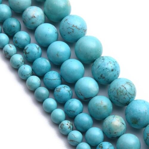 Natural Stone Blue Turquoises Round Loose Beads 4 6 8 10 12mm DIY Making Bracelet Necklace Jewelry Accessories