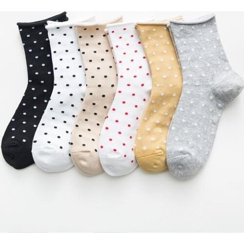New Crew Socks Womens Stylish Cotton Comfortable White Pink Black Warm Polka Dot Minimalist Fashion Mens Socks Japanese-Style