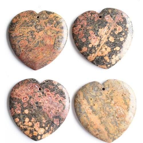 Wholesale 4pcs/lot 2020 Fashion good quality natural Chrysanthemum stone love heart shape pendants 50mm for jewelry making free