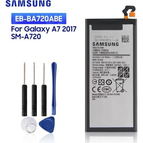 SAMSUNG Original Replacement Battery EB-BA720ABE For Samsung GALAXY A7 2017 Version A720 SM-A720 Authentic Battery 3600mAh