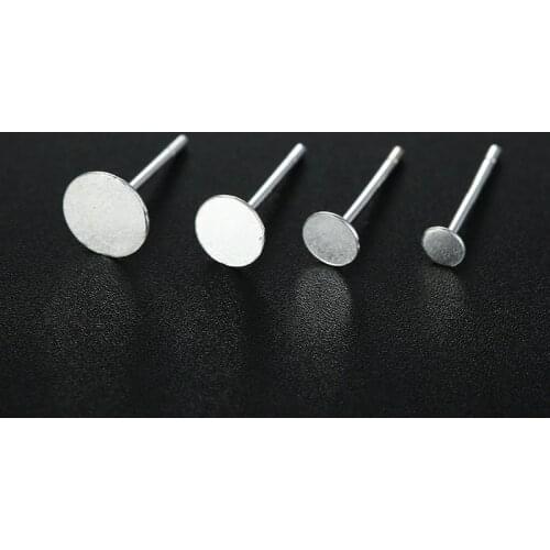 20pcs/lot 925 Sterling Silver Earrings Blank Earring Stud Base Fit 3 4 5 6 8 mm Cabochon Cameo Settings DIY Handmade Jewelry