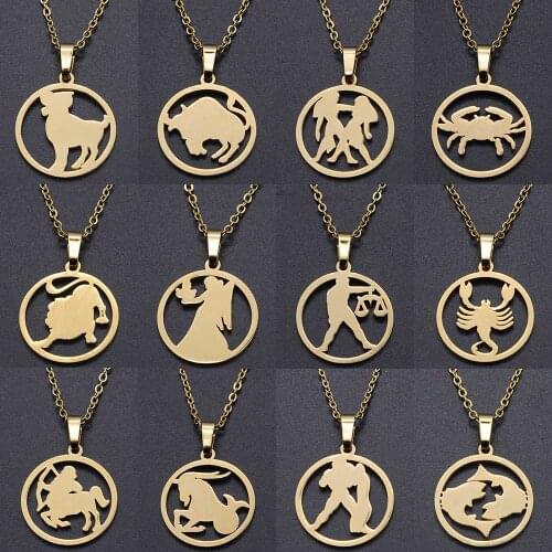 100% Stainless Steel Gold Star Zodiac Signs Charm Necklace for Women Accept OEM Order Fashion Jewelry Necklaces