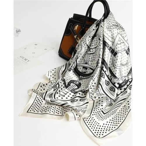 Head Band Square Silk Scarf Women Print Shawl Wrap 90cm*90cm Malasia Head Scarves Hijab Female Bandana Hijab Accessories