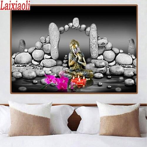 Full Square round drill Diamond painting religion orchid stones spa zen Diamond embroidery Cross stitch Buddha icon resin puzzle