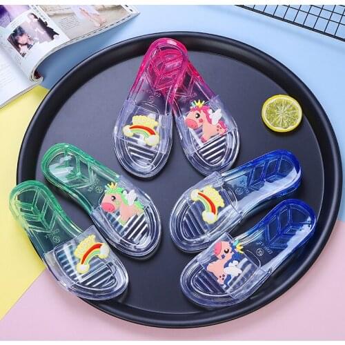 Girls jelly slippers summer children shoes indoor sandals slippers kids soft bottom non-slips shoes girls beach crystal footwear