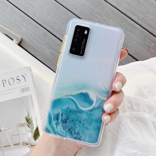 Luxury Marble Phone Case For Huawei P40 Pro Plus P30 P40 Lite Case Clear Transparent Full Protective Shockproof Fashion Cover