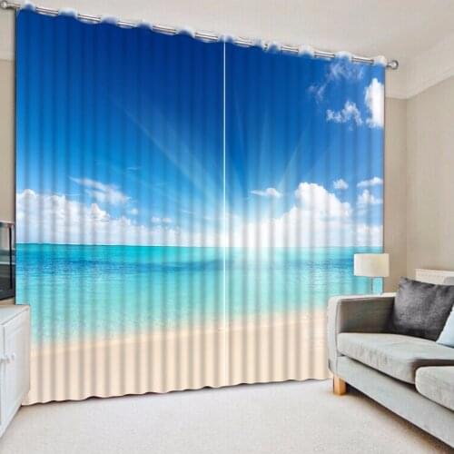 Modern Curtains Blackout Curtains Living Room big sea landscape Home Hotel 3D Drapes For Window Decoration