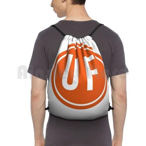 Uf Cutout Circle Design-Orange Backpack Drawstring Bags Gym Bag Waterproof Uf University Of Florida Game Day Sec Football