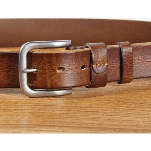 Vintage Male Leather Alloy Buckle Handmade First Pure Cowhide Retro All-Match Casual Jeans Soft Belt Luxury