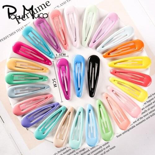 Powmuco 10pcs/lot 5*1.5 CM Women Candy Color BB Clip Korean Style Princess Bangs Barrette DIY Handmade Headwear Hair Accessories