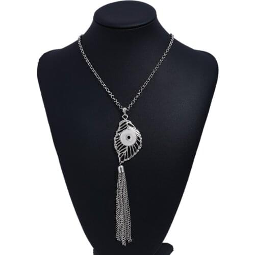 Snap Button Jewelry Tassel Pendant Necklace with Link chain Fit 18/20mm The Bloomer Snap Necklace Jewelry Women