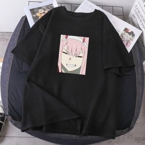 Darling In The Franxx Printing Lady Summer Clothing Zero Two Anime T-shirt Woman Fashion Short Sleeve Casual Tops O-neck Tees