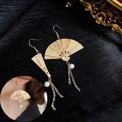 Fan Can be Folded Earrings For Women 2020 Statement Geometric Gold Metal Female Dangle Earrings Trendy Jewelry Accessories