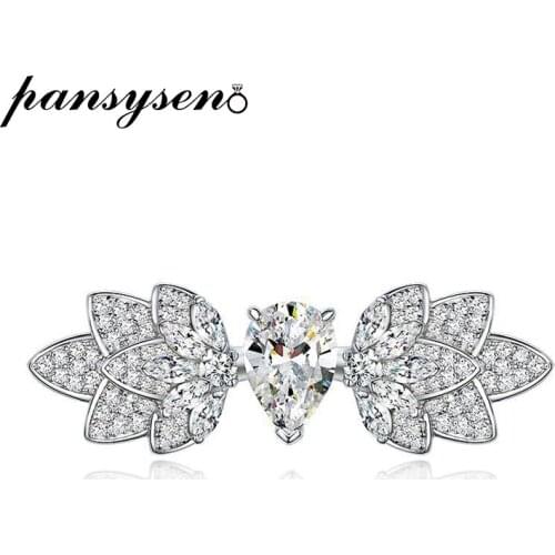 Classic 100% 925 Sterling Silver Wing Shape Pear Cut Created Moissanite Diamond Wedding Engagement Ring Women Fine Jewelry Gift