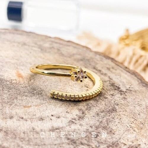 Korean version simple micro diamond student ring female ins cool wind light luxury versatile index finger ring tail ring joint r