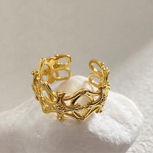 925 Sterling Silver Open Rings Fashion Elegant Sweet Couples Simple Hollow Geometric Party Jewelry Vintage Accessories