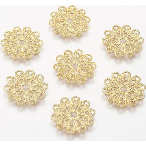 Gold Retro Hollow Flower-Shaped Copper Pendant DIY Ornament Accessories Factory Wholesale jewellery making
