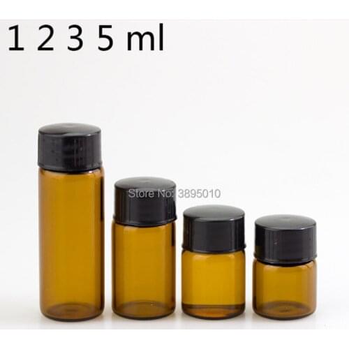 1ml 2ml 3ml 5ml Amber Essential oil Glass Dropper bottle Mini Glass essential Oil bottle with Glass vials F383