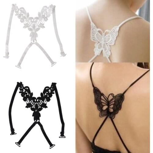 1Pair Bra Straps Lace Butterfly Flower Cross Back Lady Girl Bra Straps Decoration Shoulder Straps Necessary Fashion