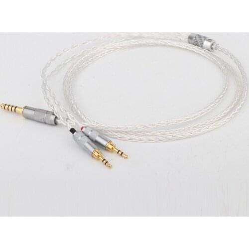 1PCS 8Cores 6N OCC Silver plated cable 4.4Mm Plug Headphone Upgraded cable for SUNDARA he400i he400s HE560