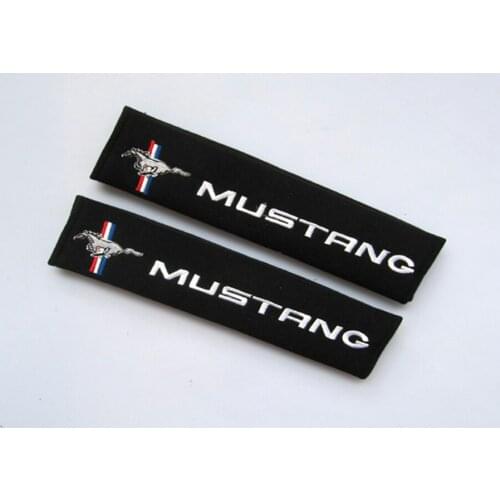 100 Pair (1 Pair=2 Pcs) Black Seat Belt Cover Shoulder Pads in 2 pcs Mustang Car seat belts cover Car Accessories