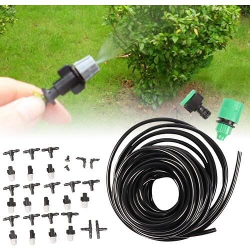 12pcs/set Garden Fog Watering Irrigation System Misting Cooling Automatic Water Nozzle with 33ft Hose Watering Accessories