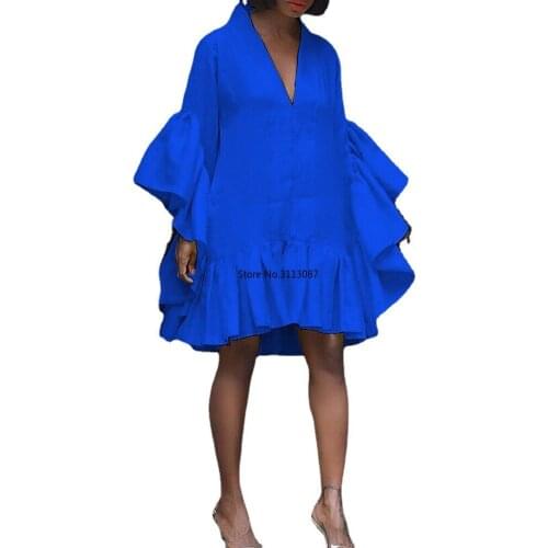 2021 Summer Sexy African Women Red Blue Yellow Long Sleeve Dress African Dresses for Women American Clothing