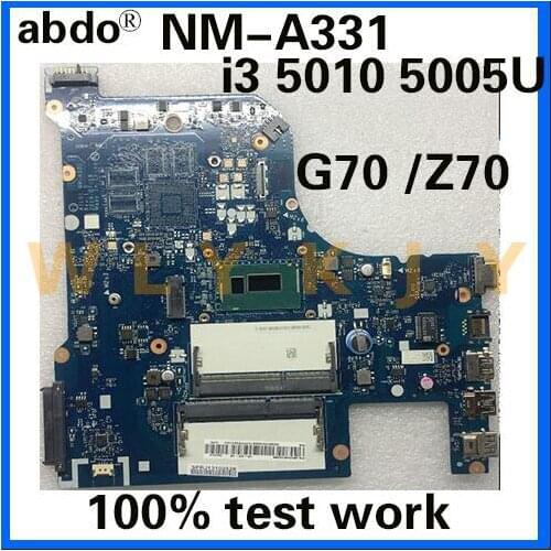 Abdo AILG1 NM-A331 is suitable for Lenovo G70-70 G70-80 Z70-80 notebook motherboard CPU i3 5005U/5010U DDR3 100% test work