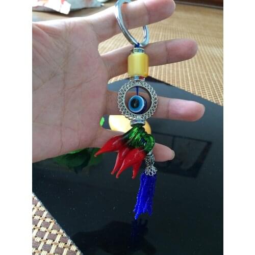 Free shipping 1pc/lot new hot selling evil eye keyring blue eyes turkey eyes keychain beautiful gift