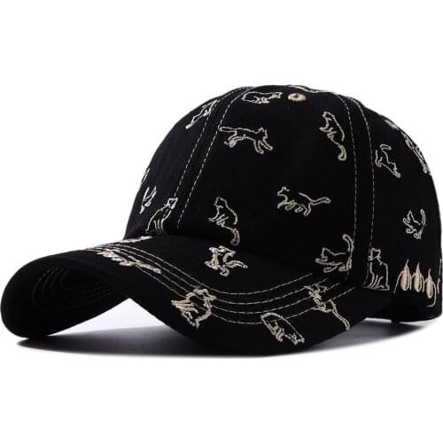 Snapback for Girls Cat Pattern Full Print Cute Hat Cotton Luxury Brand Hat Spring and Summer Baseball Caps Hats for Women Gorras