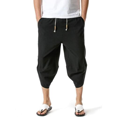 Mens Joggers Sweatpant Cotton Linen Drawstring Pants Elastic Waist Casual Jogger Yoga Pants Streetwear Sports Trousers Male XXXL