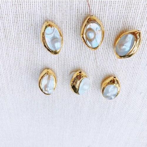 Natural Freshwater Pearl Beads Connectors Metal Beads Connectors For Jewelry Making wholesale Pearl beads 10pcs